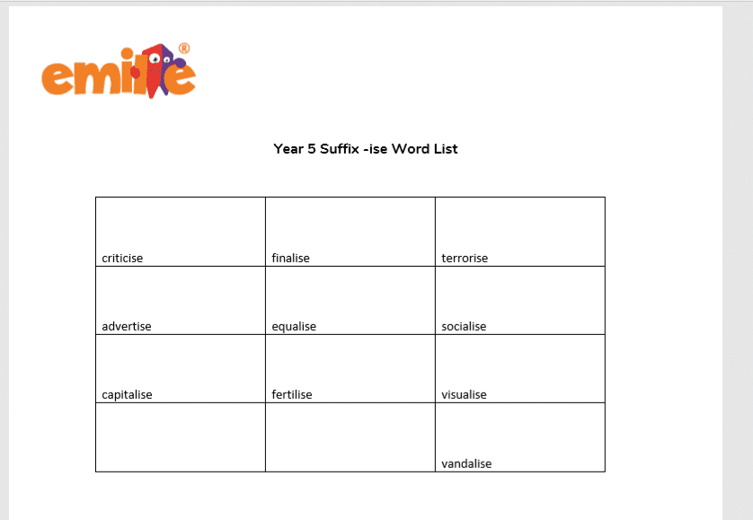 Suffix -ise