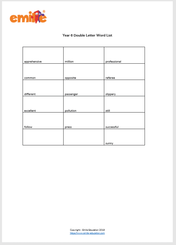 double letter word lists